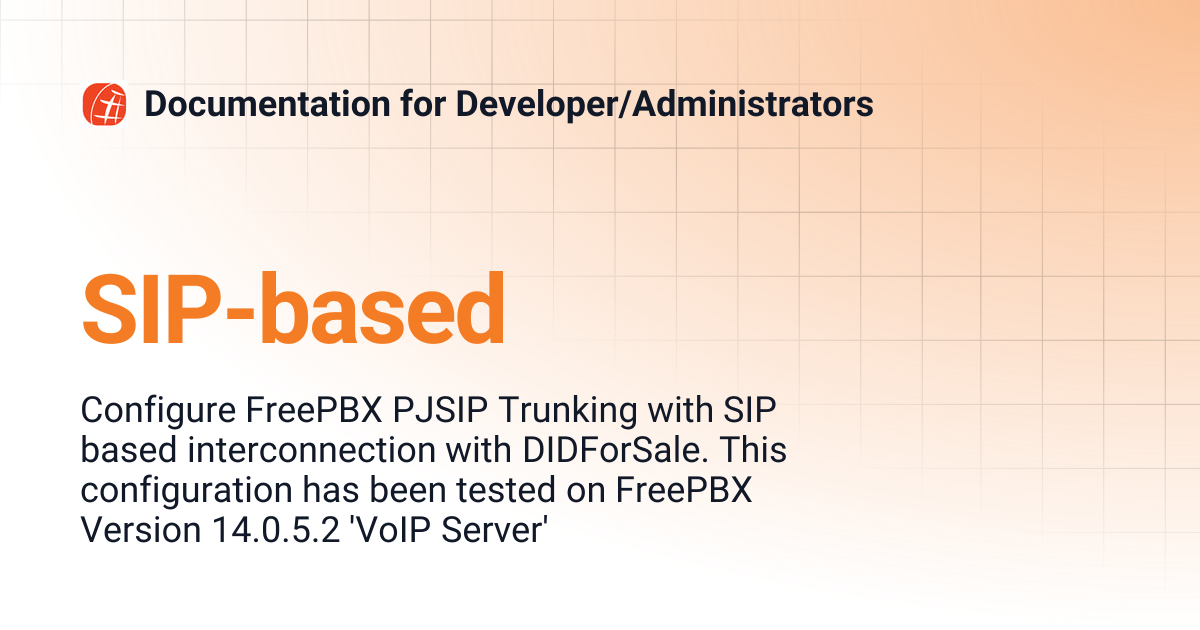 SIP-based | Documentation for Developer/Administrators